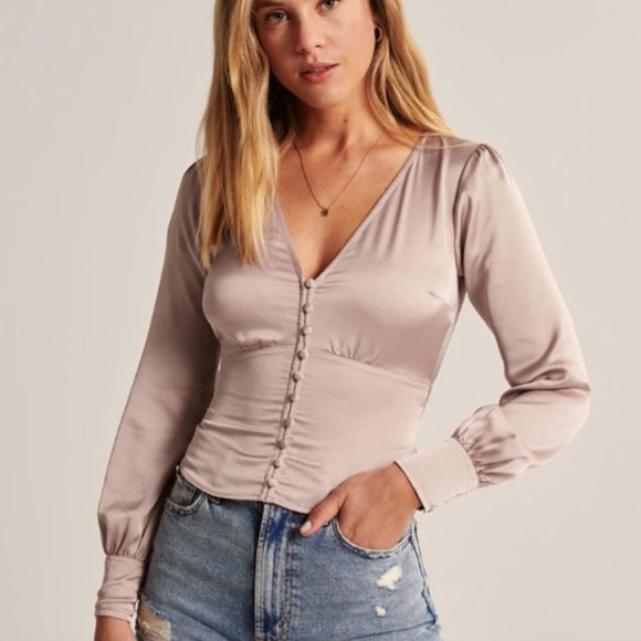 satin tops with sleeves